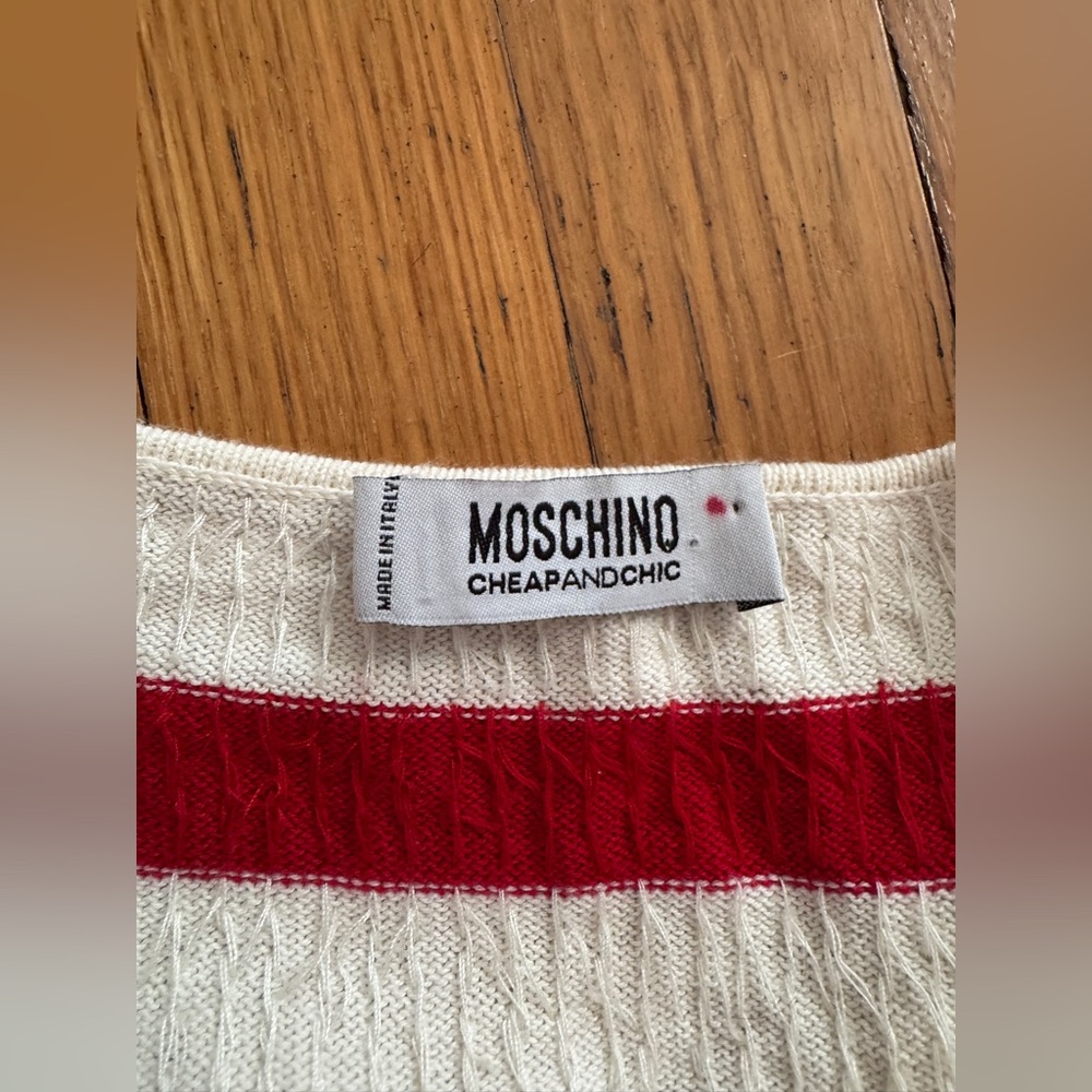 Moschino Red and White Striped Sequin Knit Tank Top - Picture 3 of 6